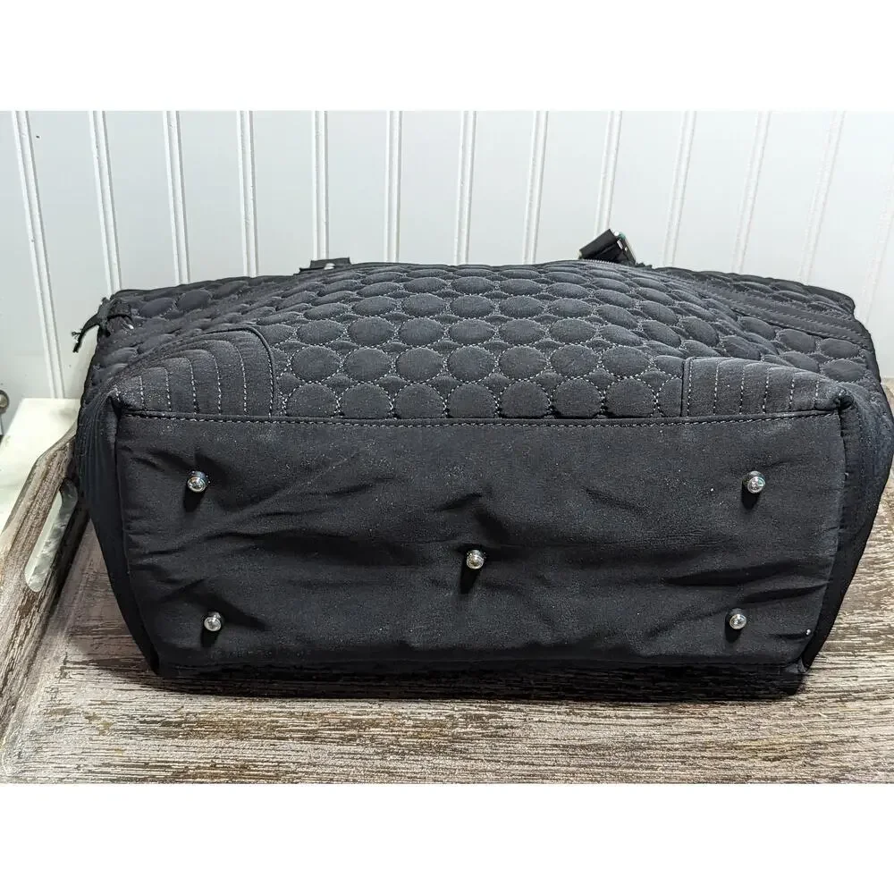 Vera Bradley Black Quilted Vinyl Lined Multicompartment Washable Baby Bag Tote